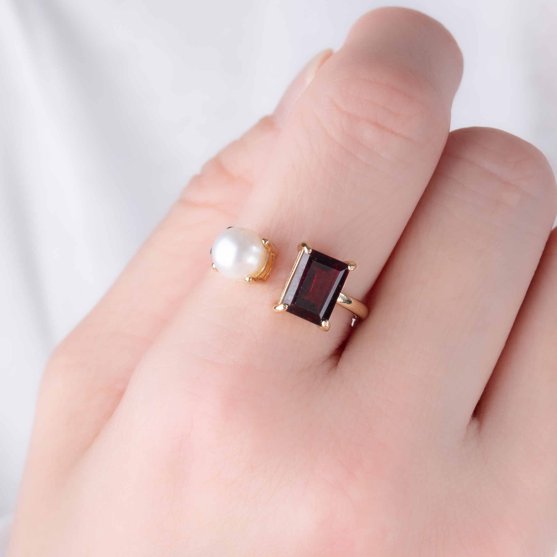 ガーネット×淡水パール　リング